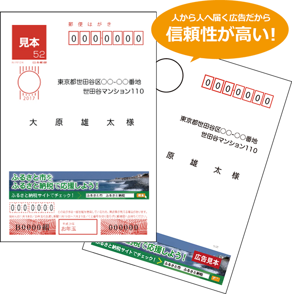 ふるさと納税 広告付きはがき